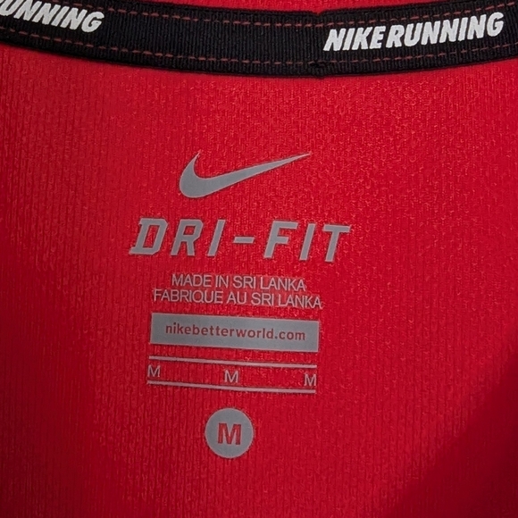 Nike Shirt Women Medium Red Running Short Sleeve - Picture 6 of 9